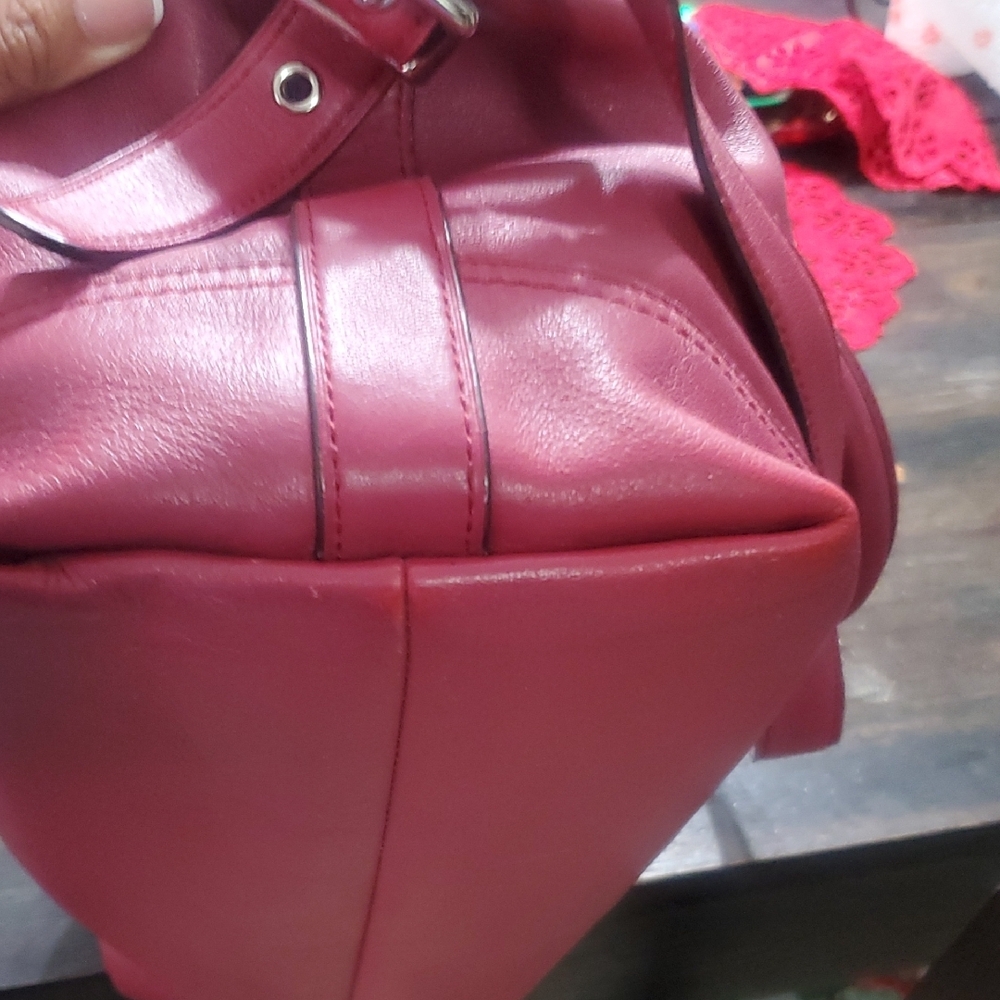Coach Red Rich Cherry Leather Satchel - Picture 5 of 9